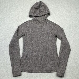 Lululemon Hoodie Womens Sz 6 Heathered Black On Repeat Rulu Pullover Thumb Holes